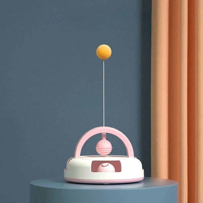 Gravity Table Tennis Cat Toy with Catnip Ball for Self-Stimulation