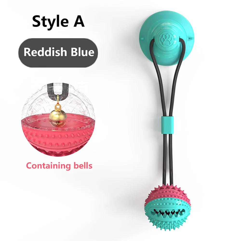 Interactive Dog Ball Toy With Suction Cup For Chewing And Tugging
