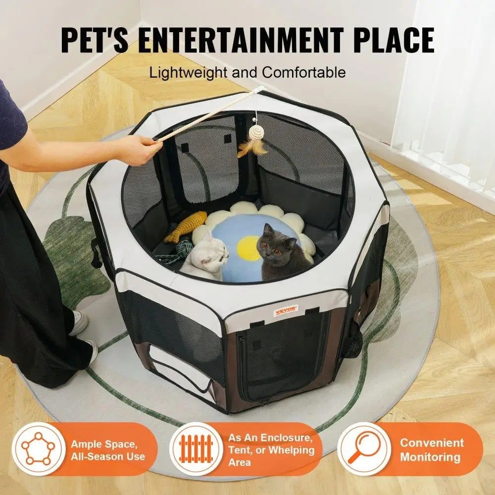 Portable 36 Inch Octagon Foldable Pet Playpen for Cats Dogs and Small Animals