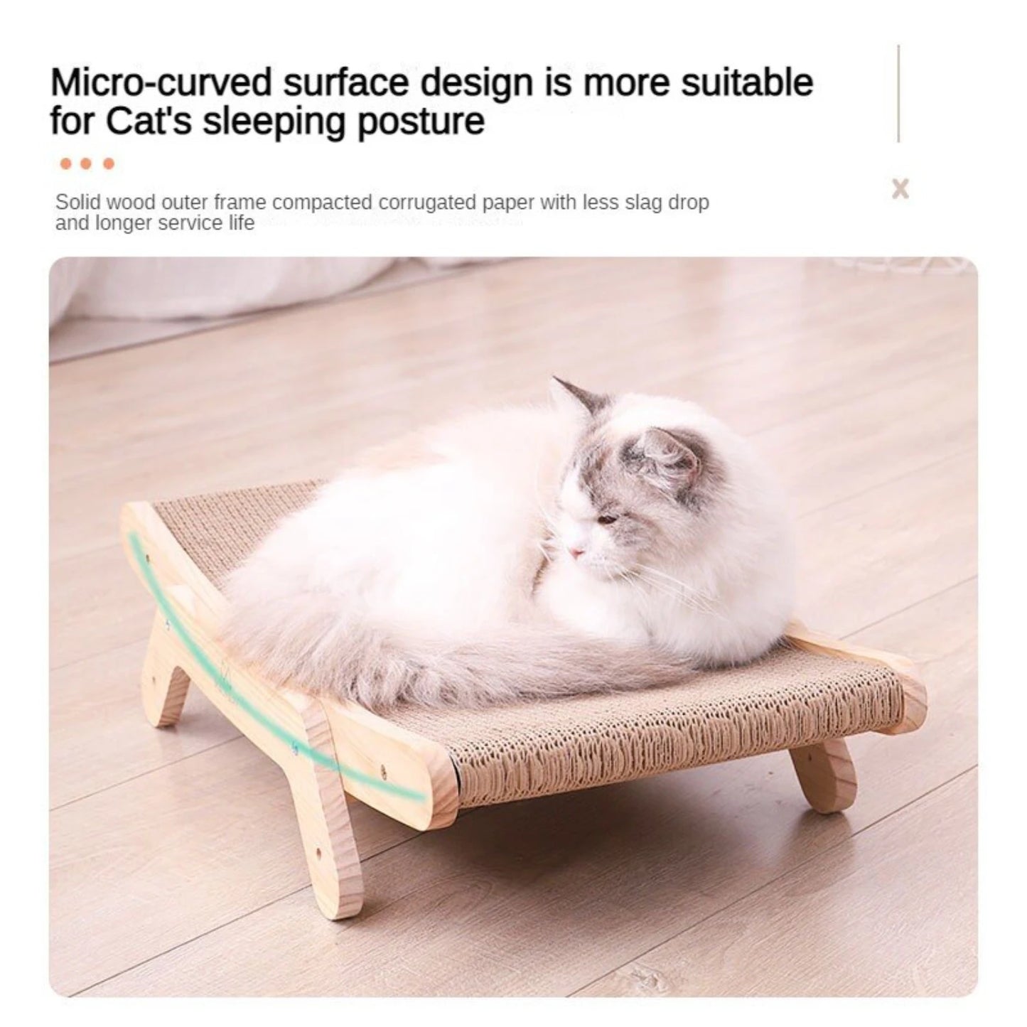 Interactive Durable Wooden Cat Lounge Bed Scratcher and Training Tool