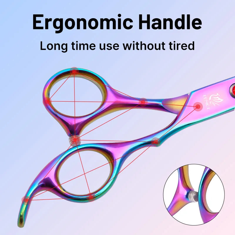 Grooming Scissors Shears Set for Household Pet Owners Stainless Steel Rainbow and Black 6.5 Inch and 7 Inch