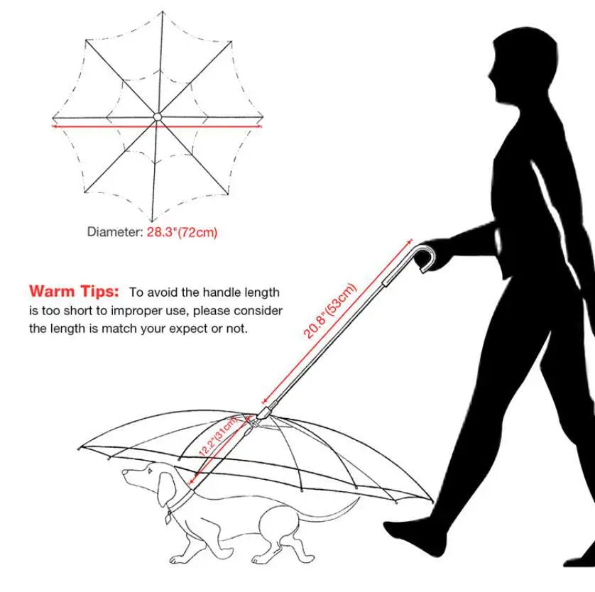 Multi Functional Transparent Dog Umbrella Leash for Puppies