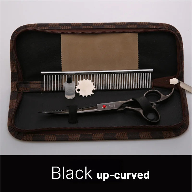 Grooming Scissors Shears Set for Household Pet Owners Stainless Steel Rainbow and Black 6.5 Inch and 7 Inch
