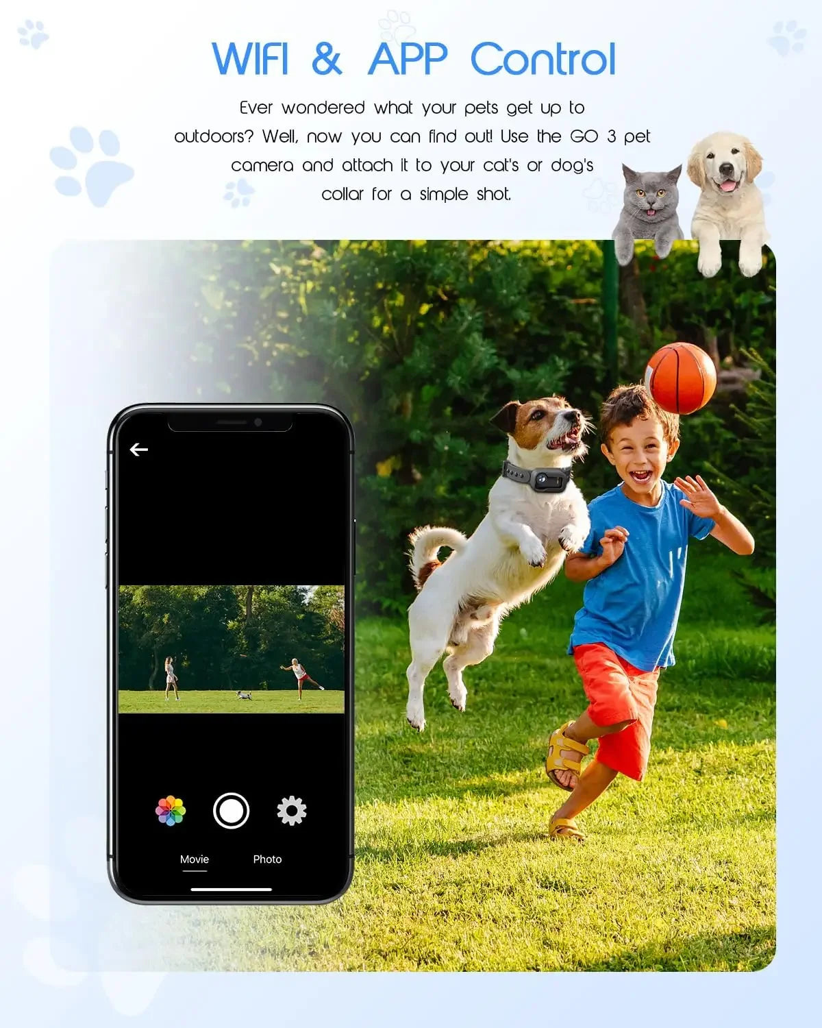 4K HD WiFi Cat Collar Camera With Pet Video Recording