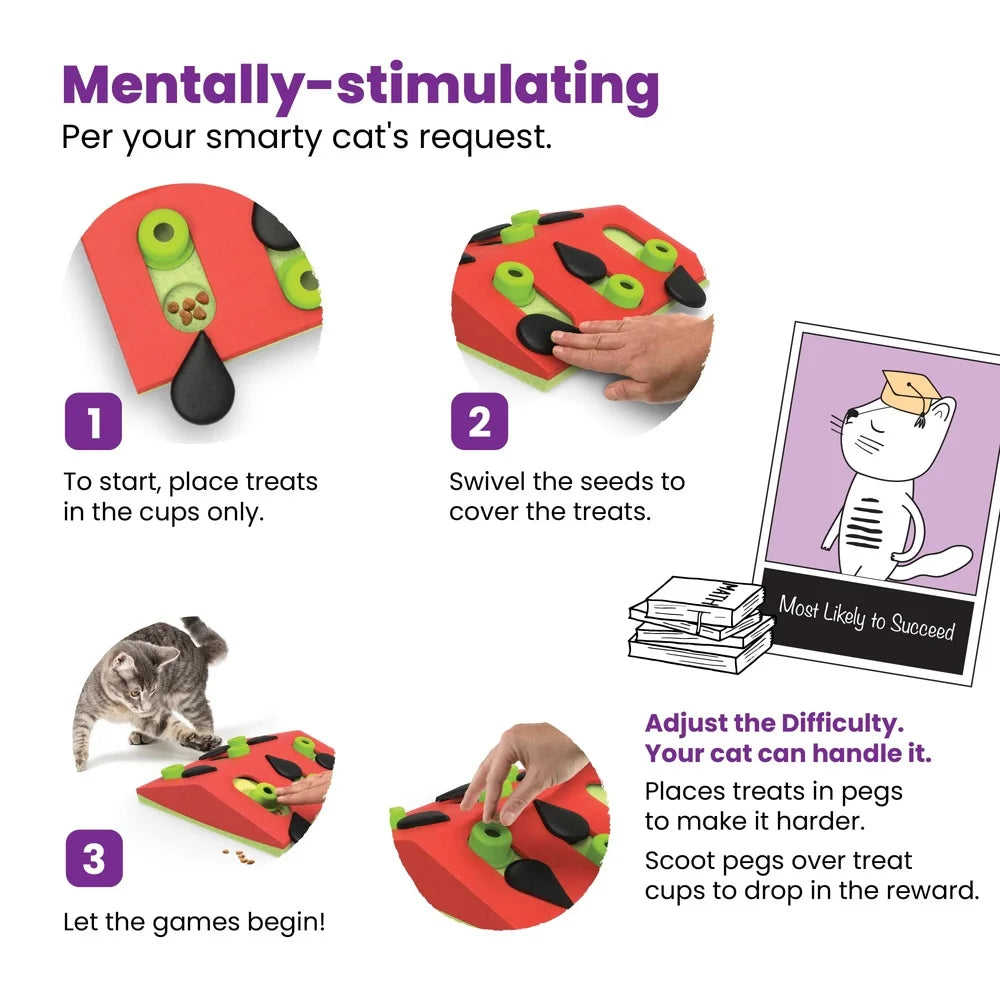 Interactive Cat Puzzle Toy for Stimulating Foraging Fun