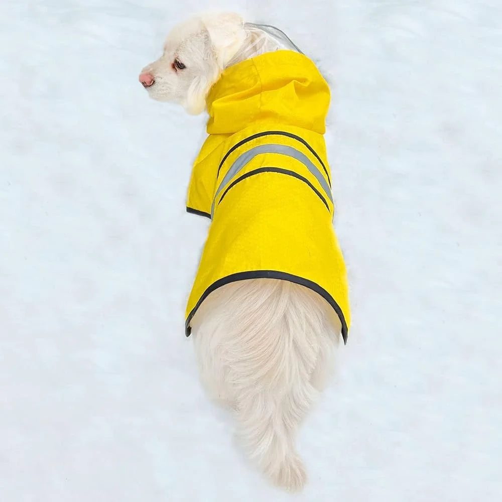Dog Raincoat Waterproof Reflective Lightweight Hooded Adjustable Nylon for Dogs