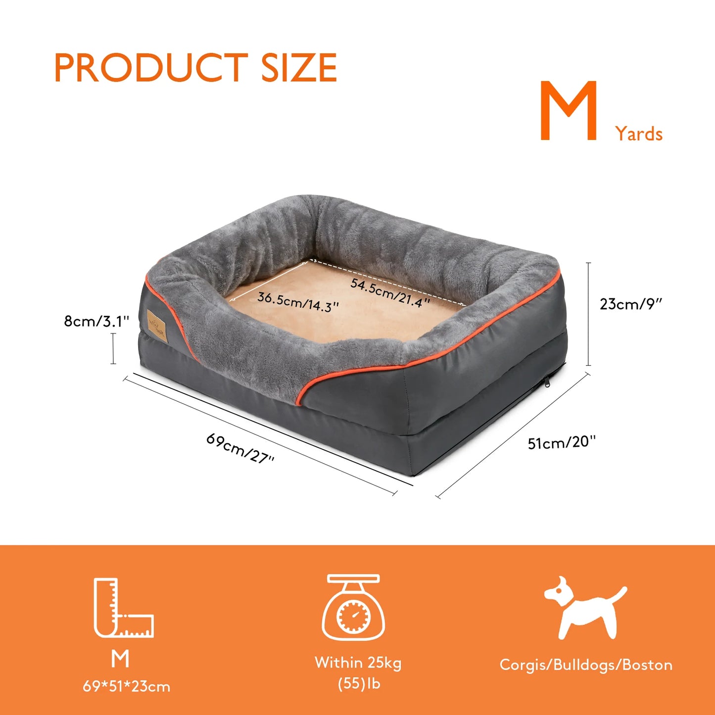 Dog Bed Super Soft Orthopedic Foam with Removable Washable Cover