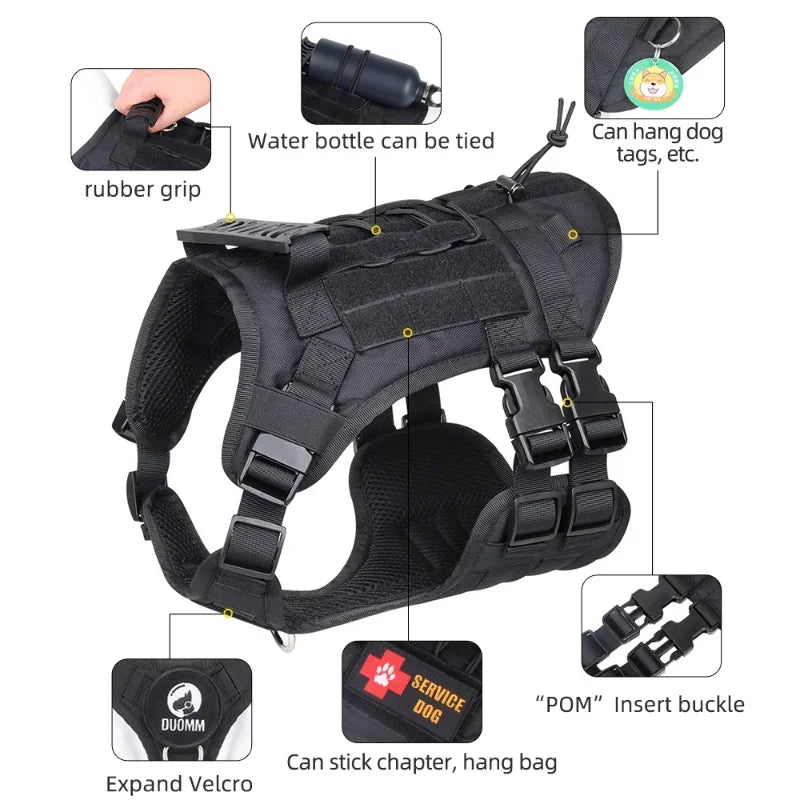 Adjustable Tactical Dog Harness for Medium Large Dogs