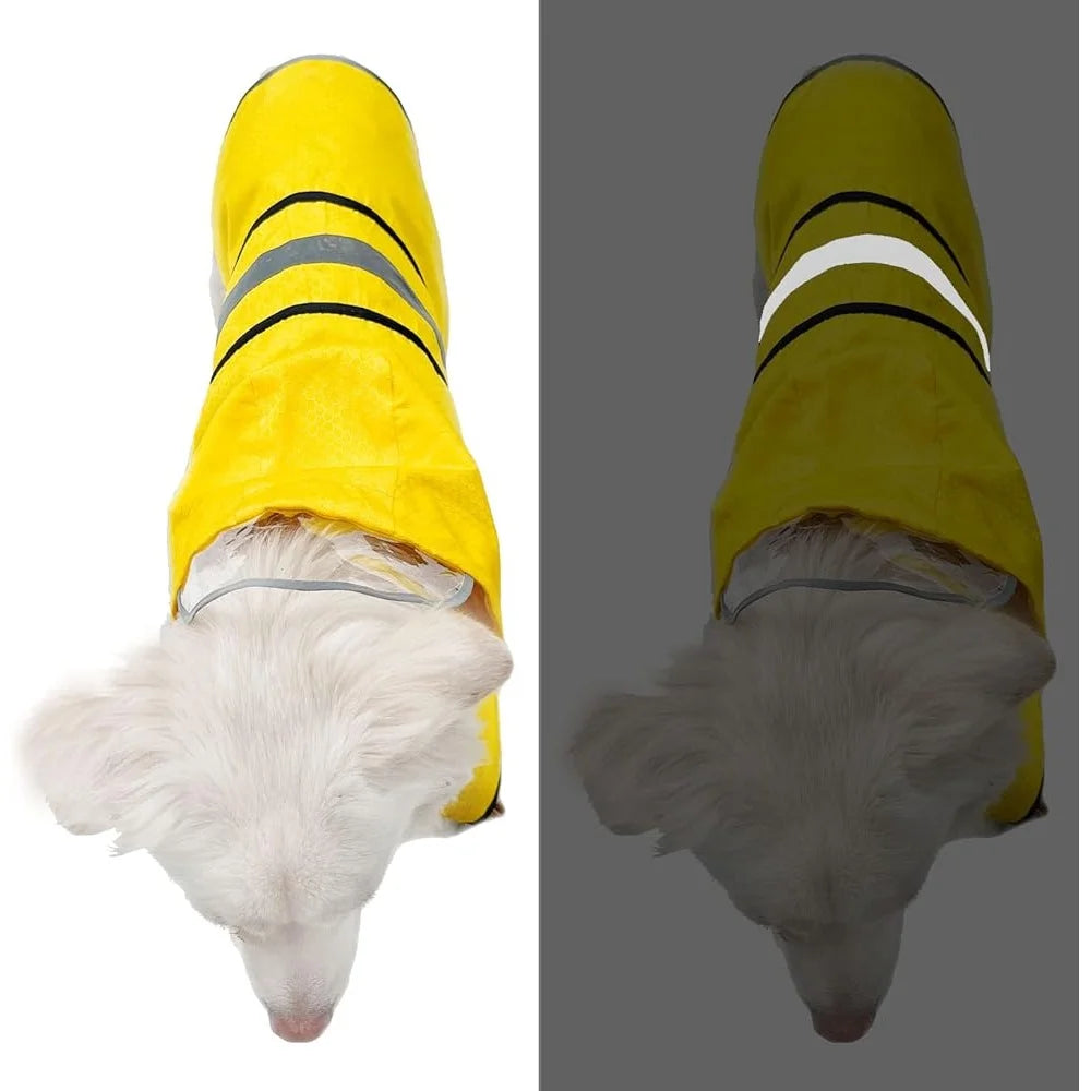 Dog Raincoat Waterproof Reflective Lightweight Hooded Adjustable Nylon for Dogs