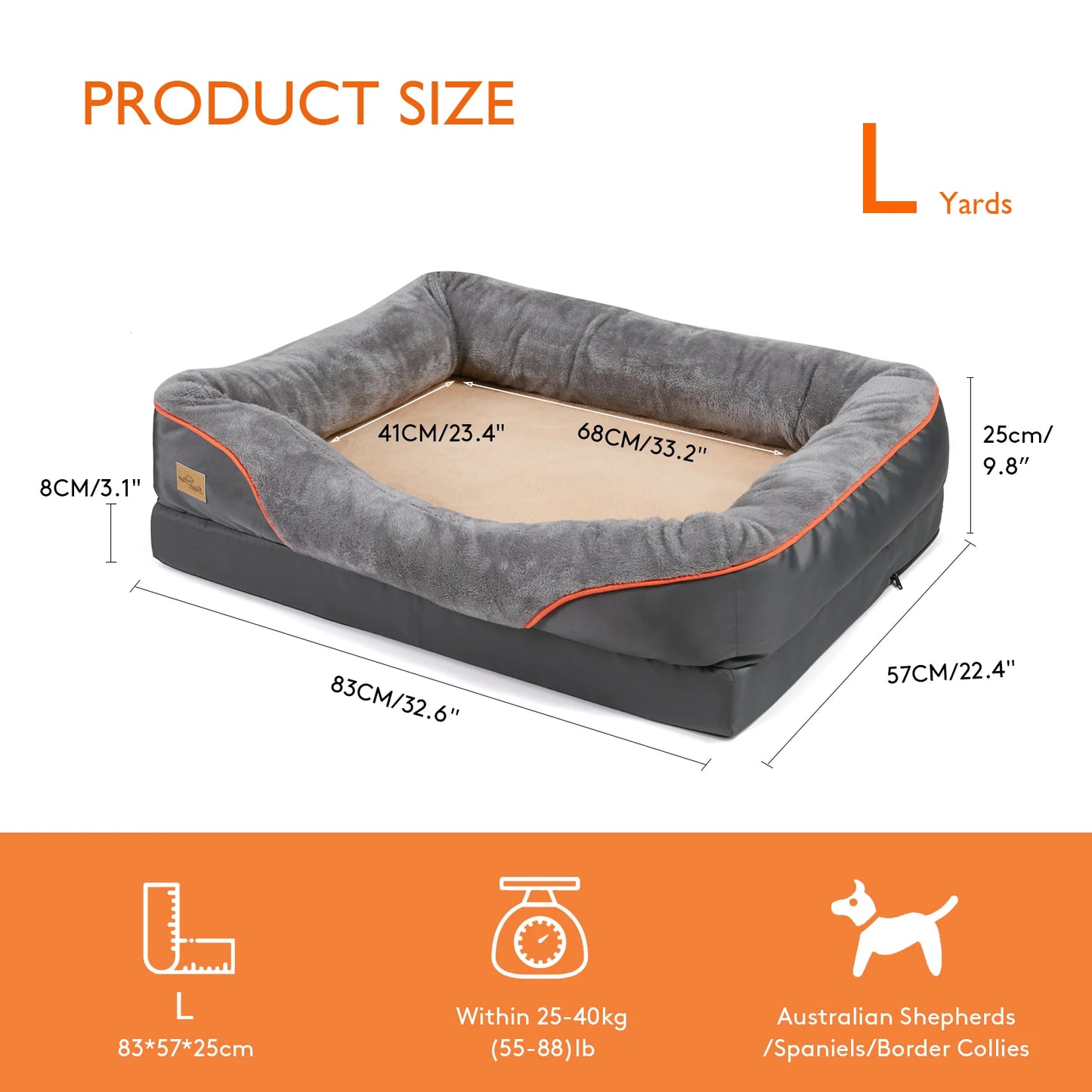 Dog Bed Super Soft Orthopedic Foam with Removable Washable Cover
