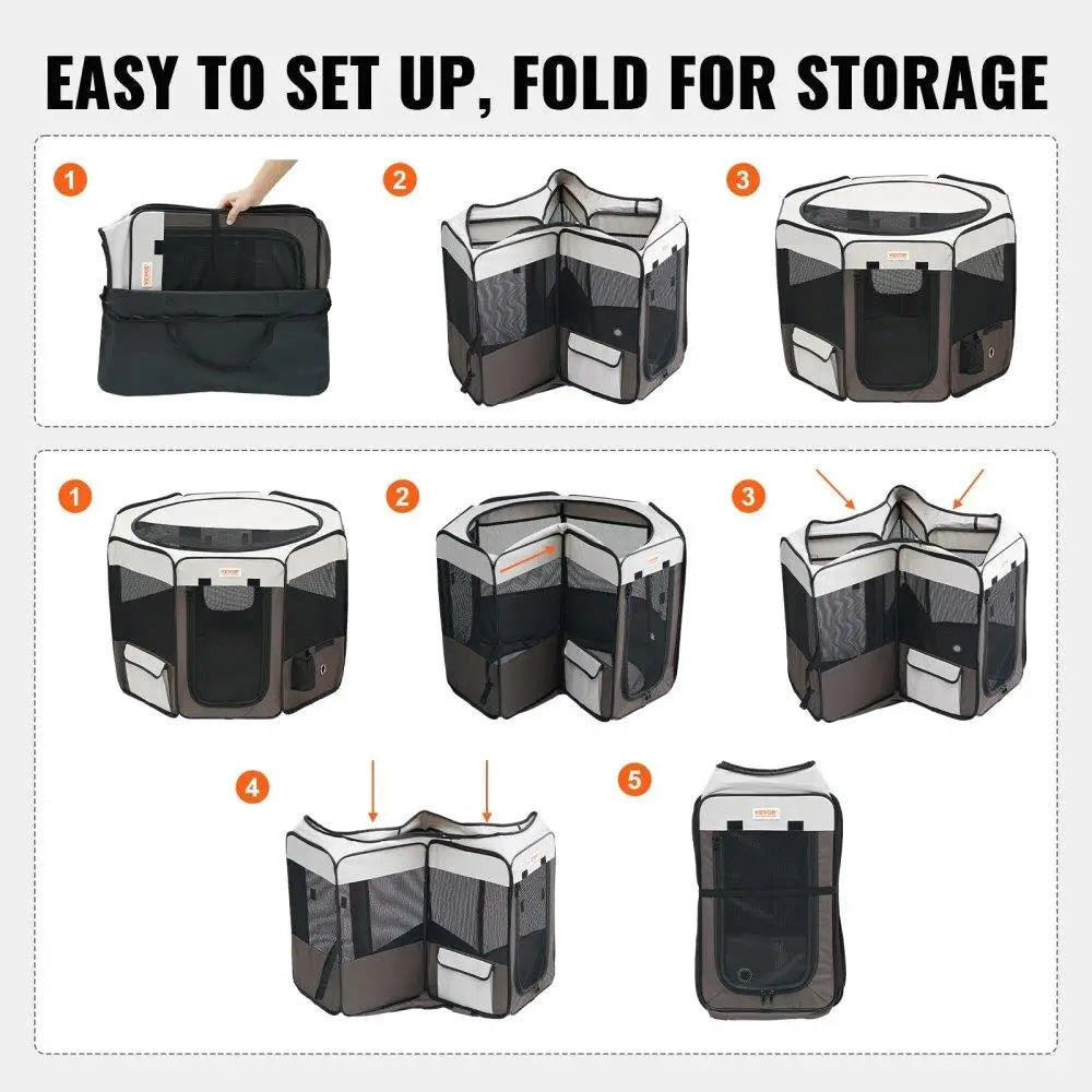 Portable 36 Inch Octagon Foldable Pet Playpen for Cats Dogs and Small Animals