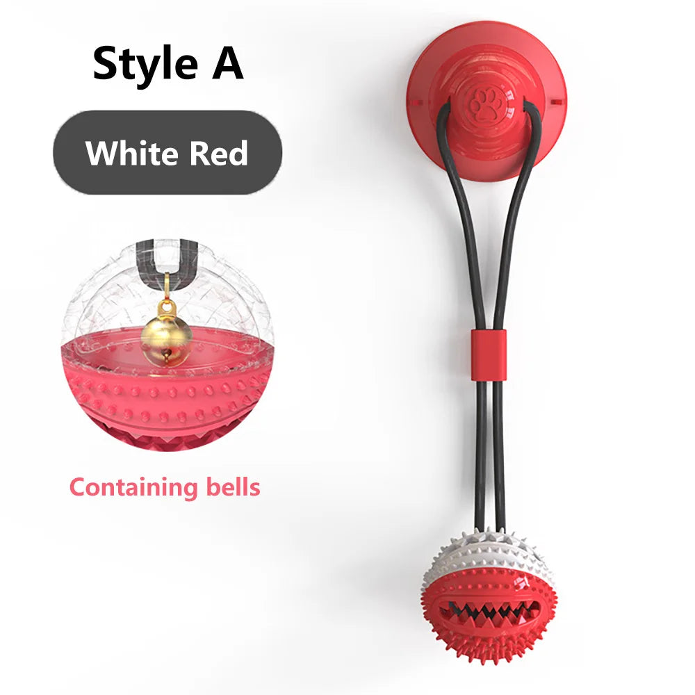 Interactive Dog Ball Toy With Suction Cup For Chewing And Tugging