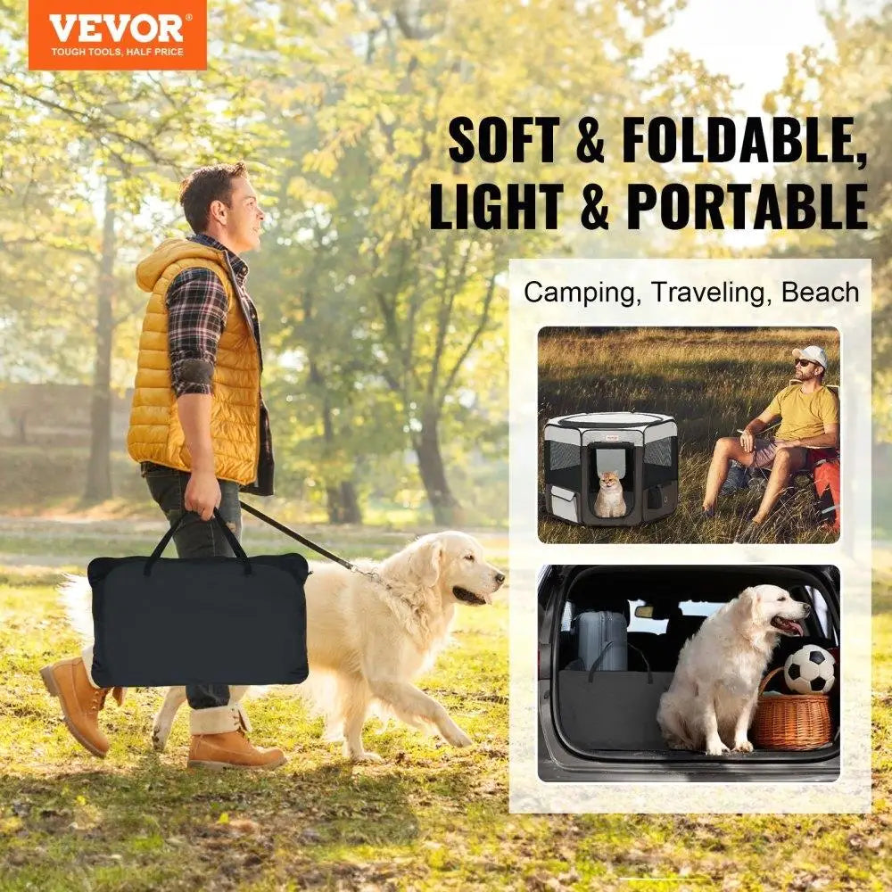 Portable 36 Inch Octagon Foldable Pet Playpen for Cats Dogs and Small Animals