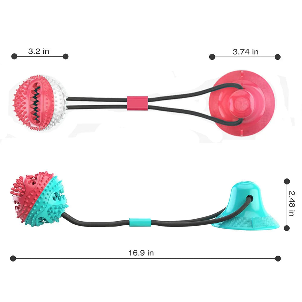 Interactive Dog Ball Toy With Suction Cup For Chewing And Tugging