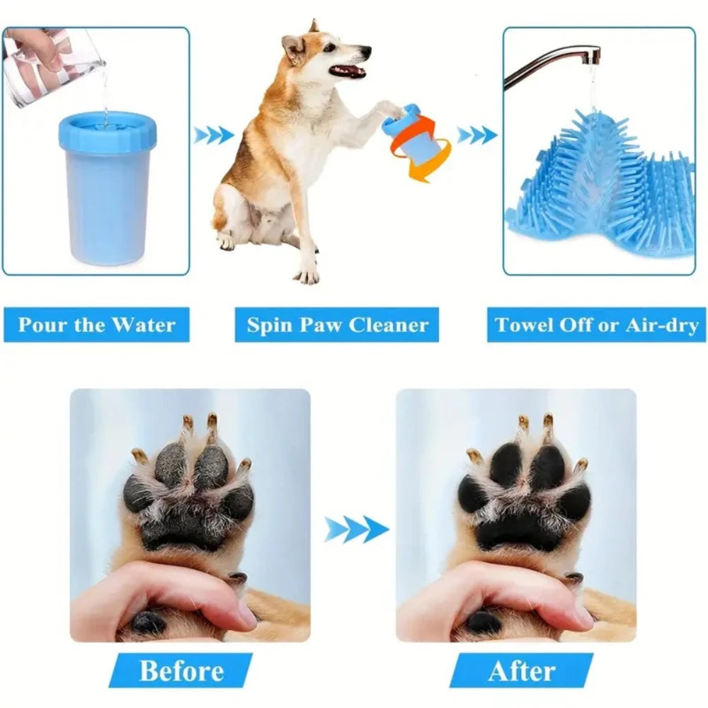 Portable Dog Paw Washer with Stainless Steel and Rubber Materials