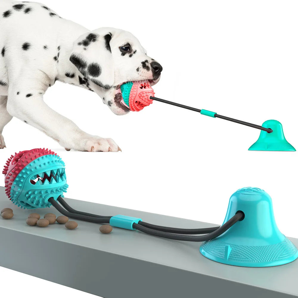 Interactive Dog Ball Toy With Suction Cup For Chewing And Tugging