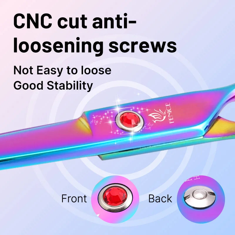 Grooming Scissors Shears Set for Household Pet Owners Stainless Steel Rainbow and Black 6.5 Inch and 7 Inch