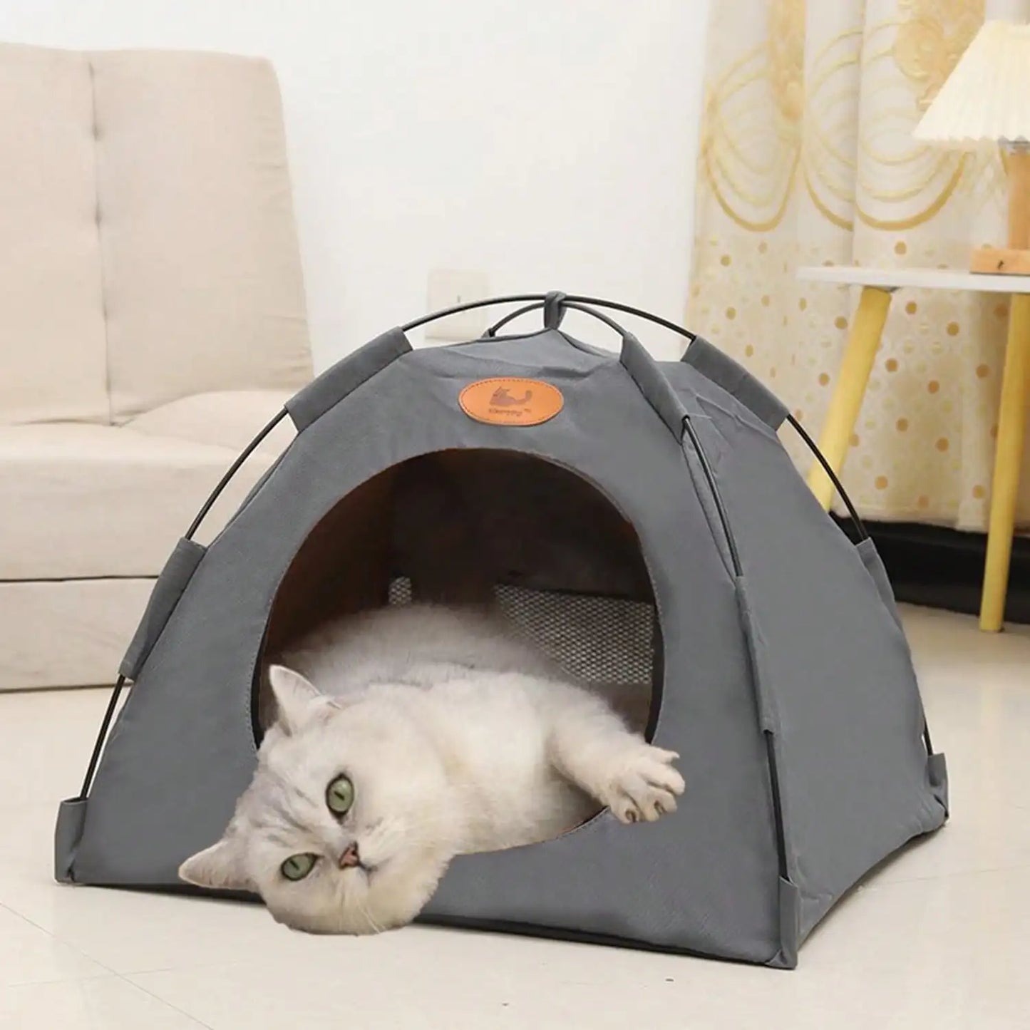 Pet Tent House with Cooling Pad and Rattan Mat for Cats and Dogs