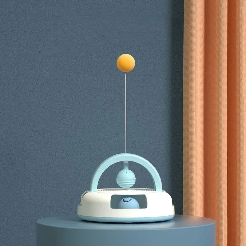 Gravity Table Tennis Cat Toy with Catnip Ball for Self-Stimulation