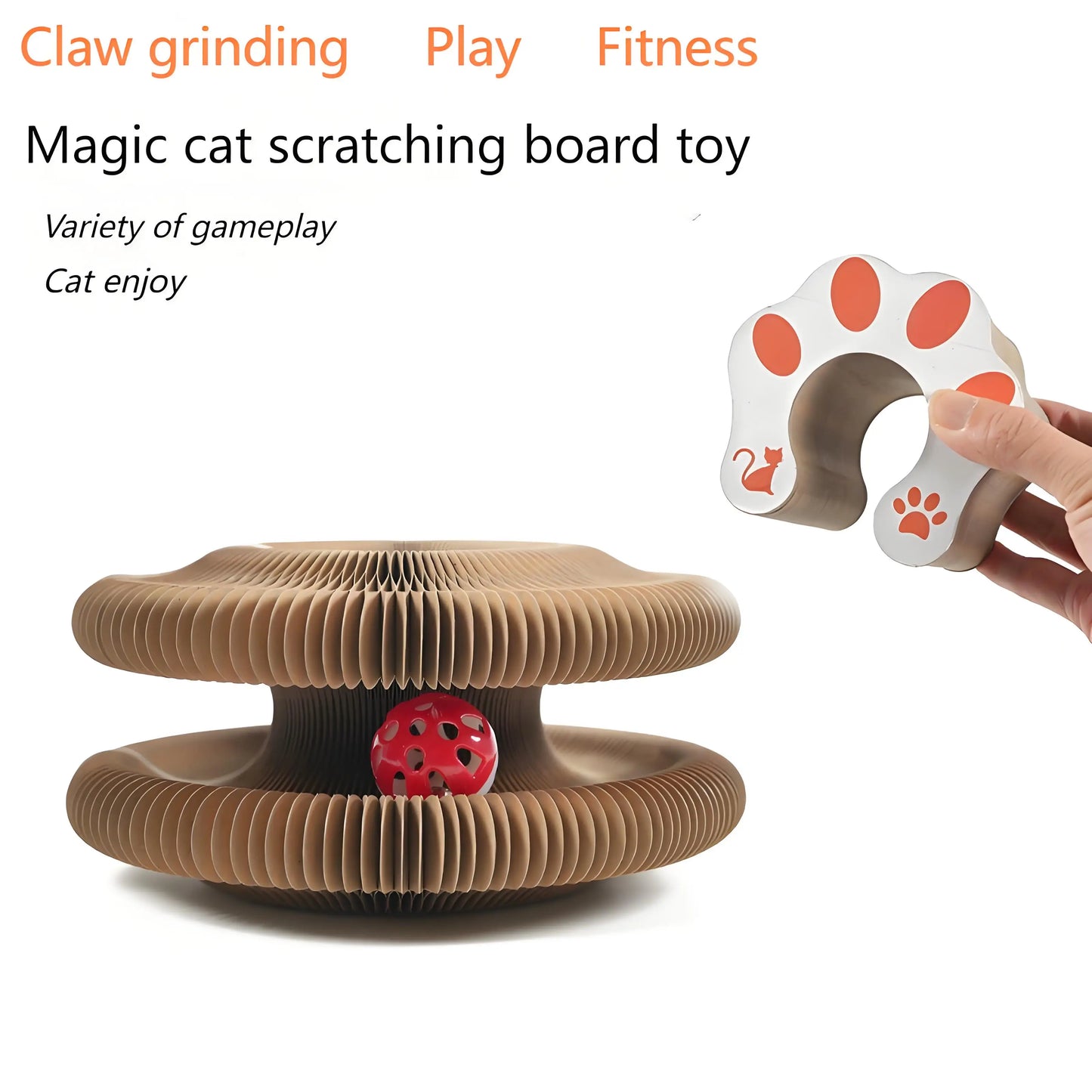Cat Scratching Board with Bell Corrugated Paper Durable Safe Toy