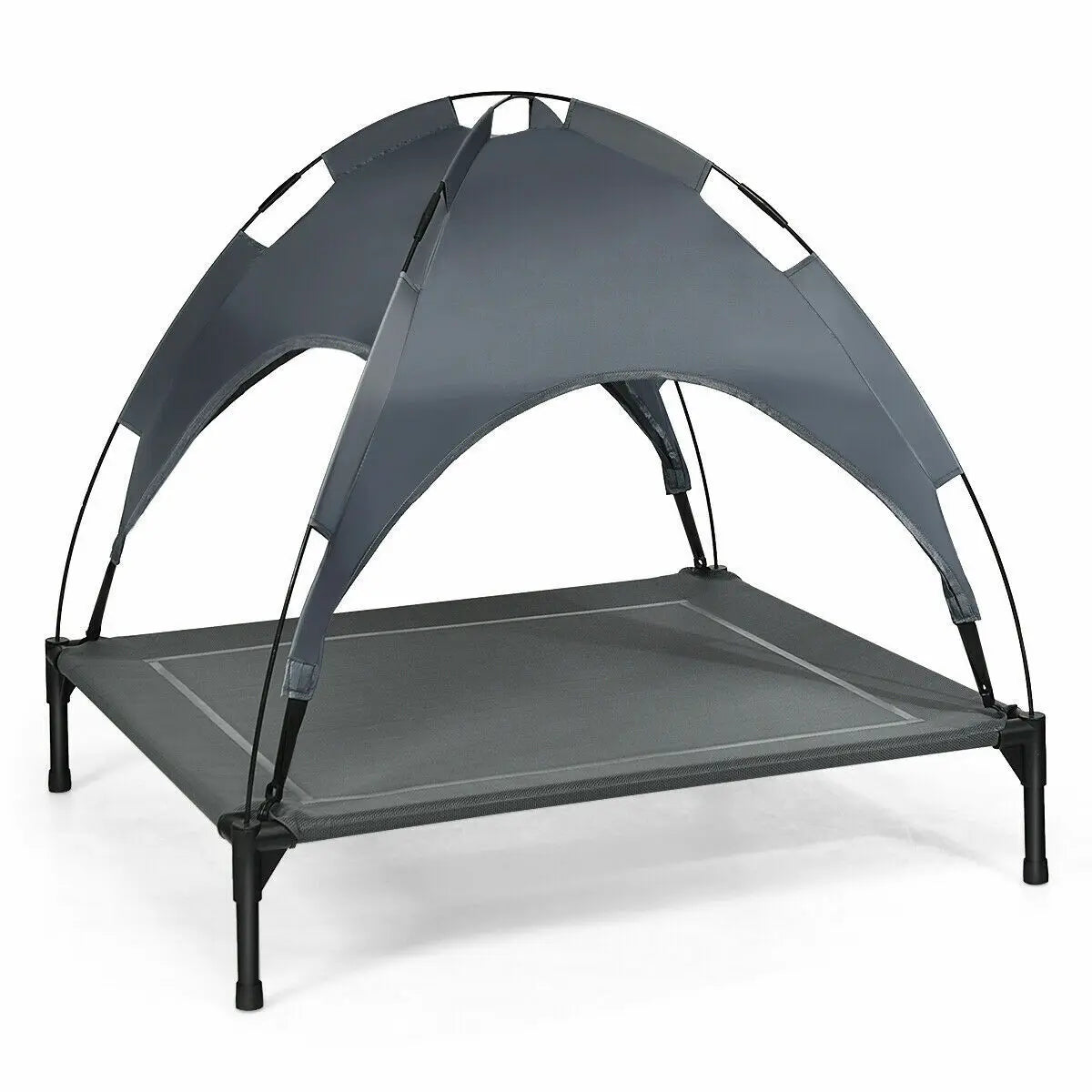 Portable Elevated Dog Cot with Canopy for Outdoor Comfort