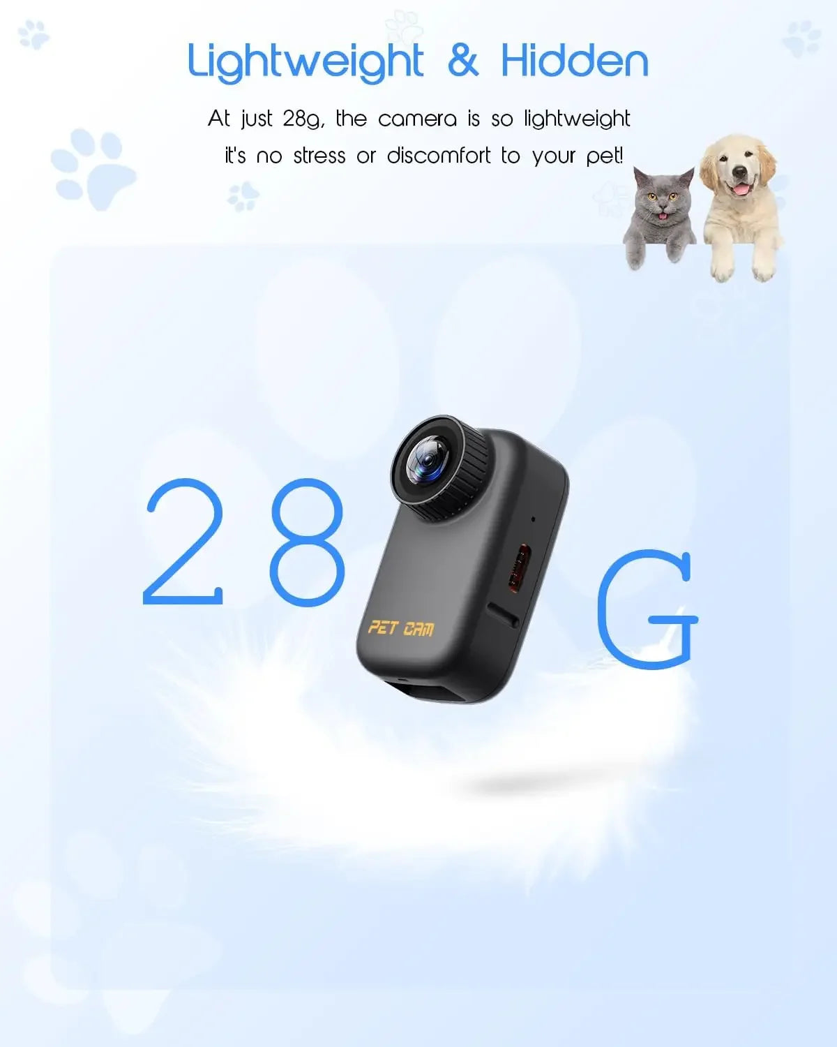 4K HD WiFi Cat Collar Camera With Pet Video Recording