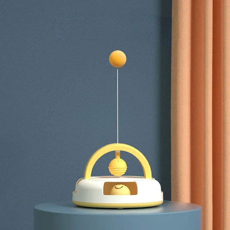 Gravity Table Tennis Cat Toy with Catnip Ball for Self-Stimulation