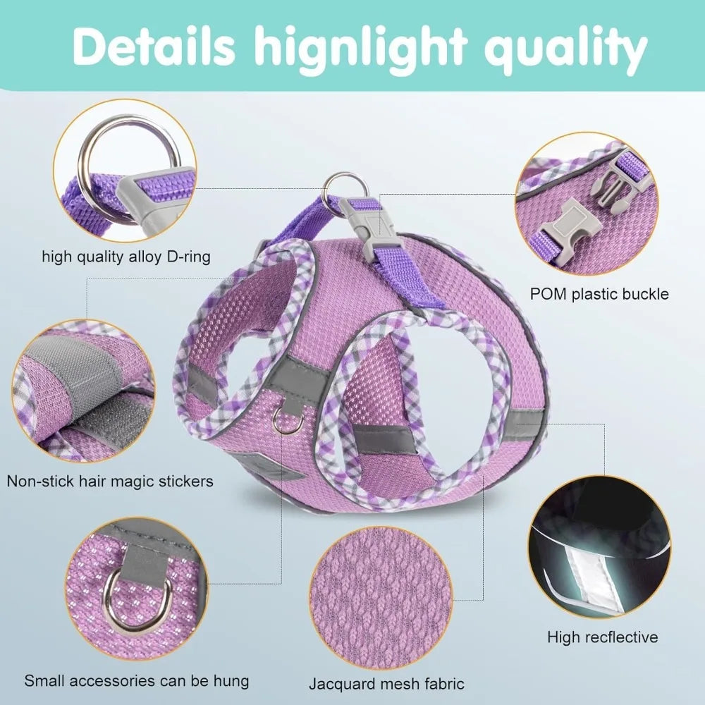 Dog Harness and Leash Set for Small Dogs Lightweight and Breathable Jacquard Fabric