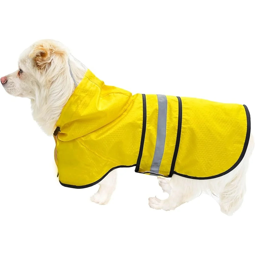 Dog Raincoat Waterproof Reflective Lightweight Hooded Adjustable Nylon for Dogs