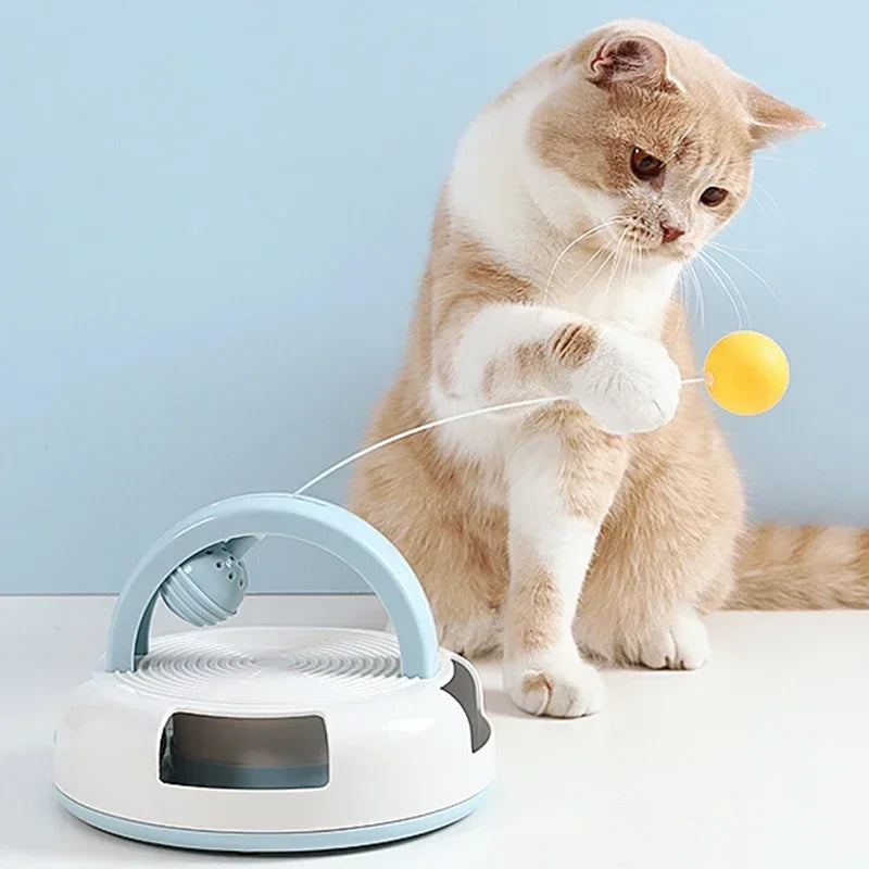Gravity Table Tennis Cat Toy with Catnip Ball for Self-Stimulation