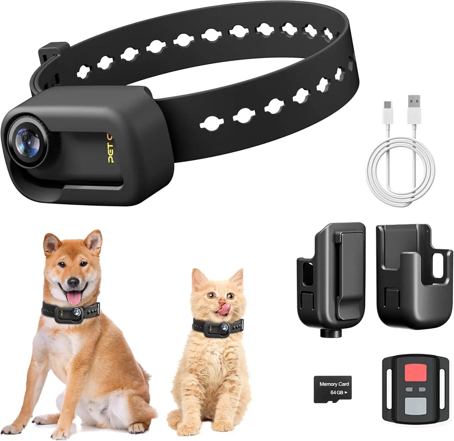 4K HD WiFi Cat Collar Camera With Pet Video Recording