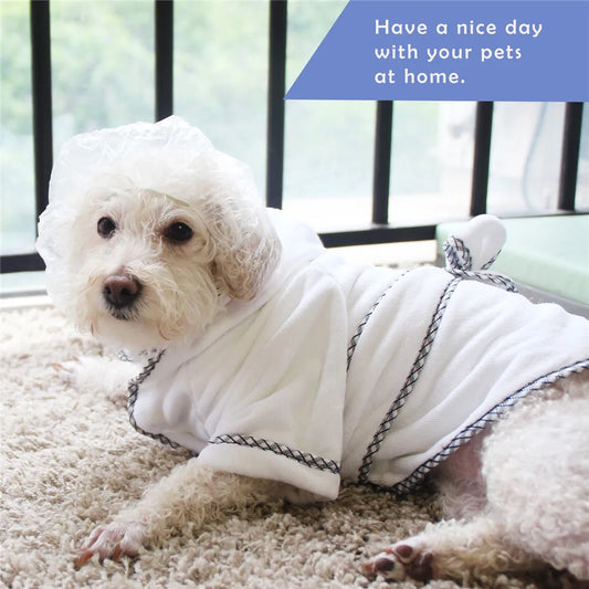 Pet Bathrobe Super Absorbent Fast Drying for Dogs in White and Orange