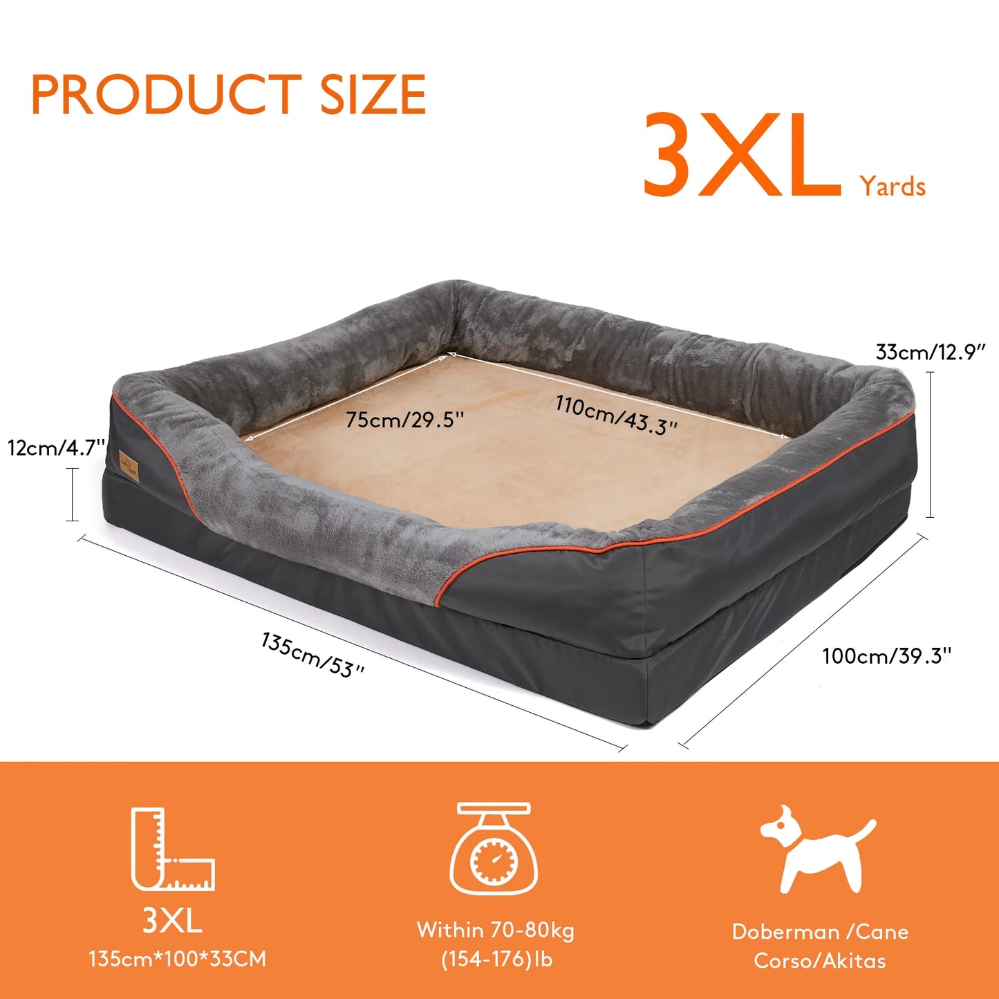 Dog Bed Super Soft Orthopedic Foam with Removable Washable Cover