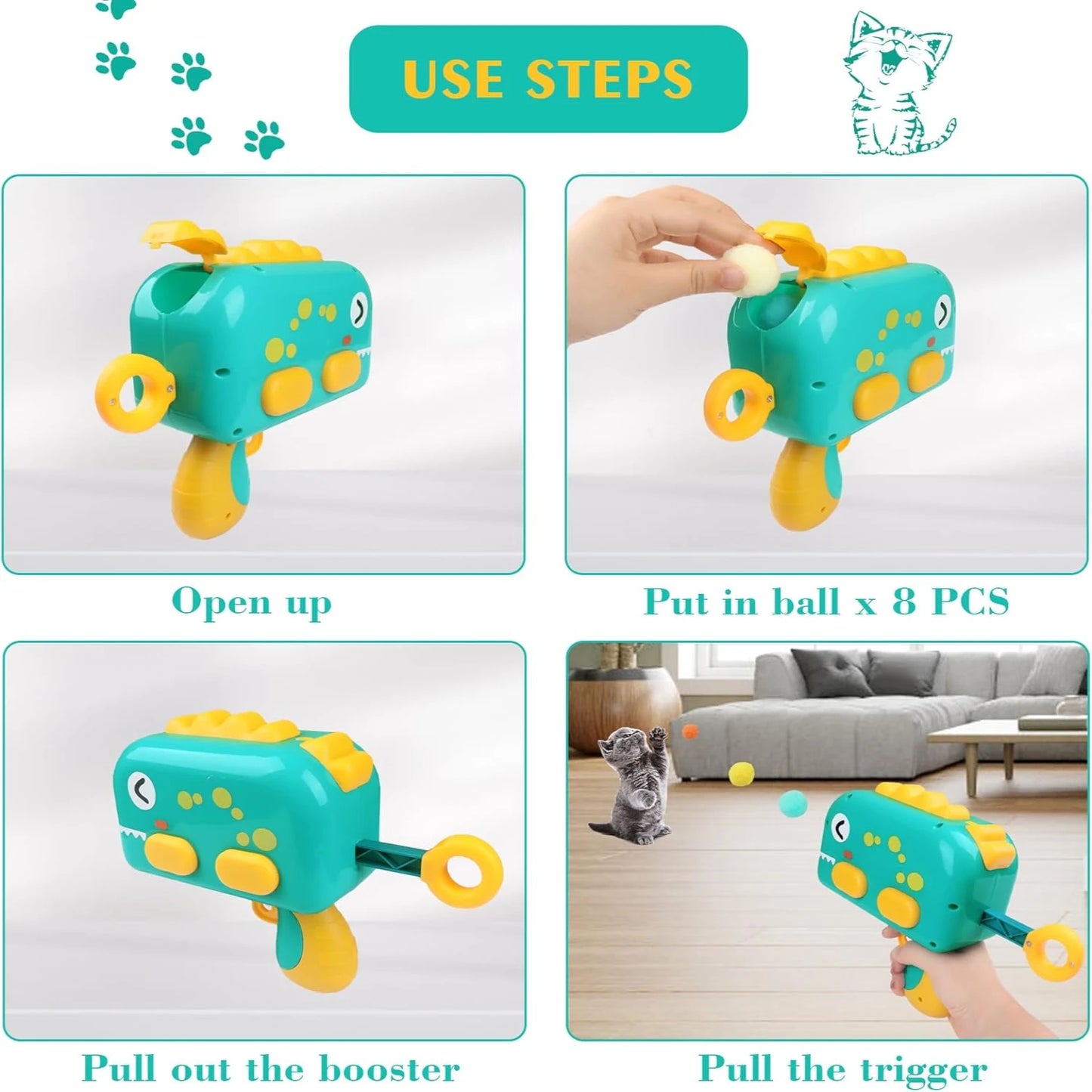 Toys Interactive Sticky Balls Launcher for Cats