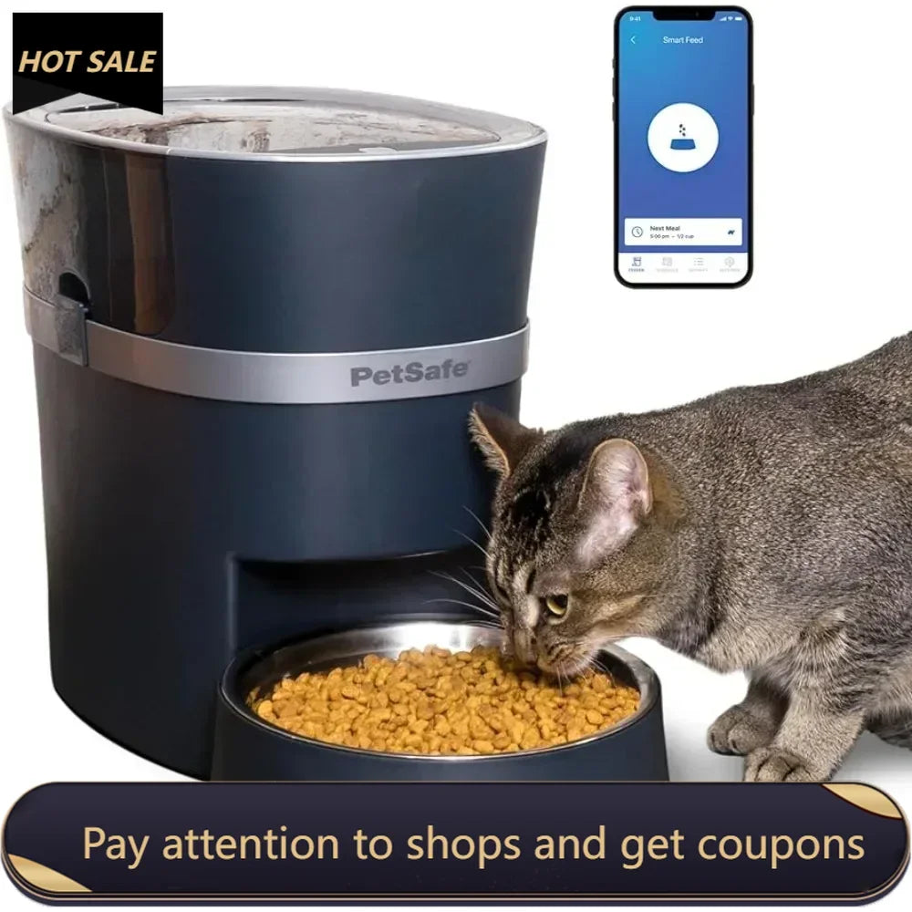 Smart Automatic Pet Feeder, Alexa, Apple, Android , Black