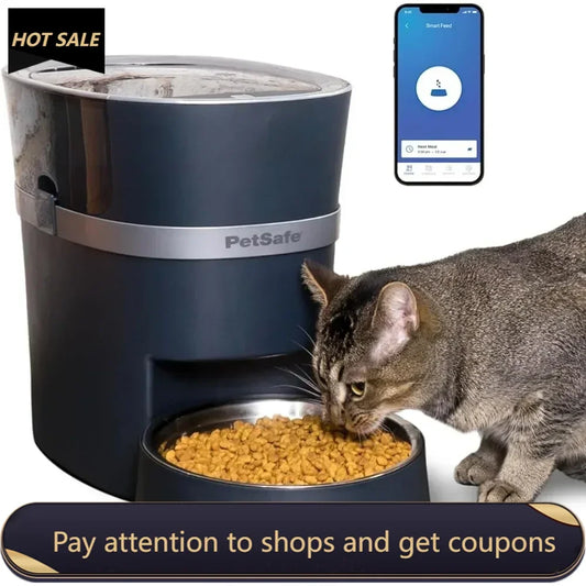 Smart Automatic Pet Feeder, Alexa, Apple, Android , Black