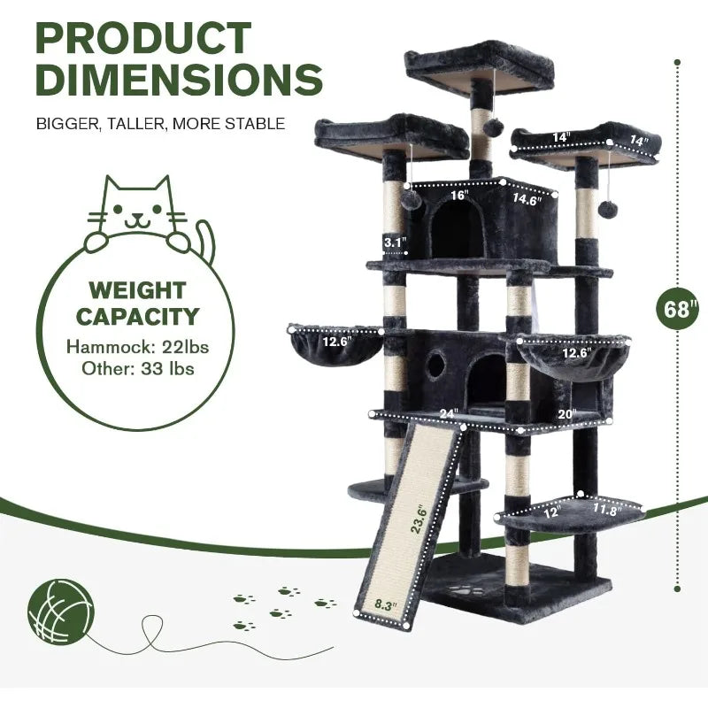 Multi-Level Large Cat Tree Tower with Cat Condo