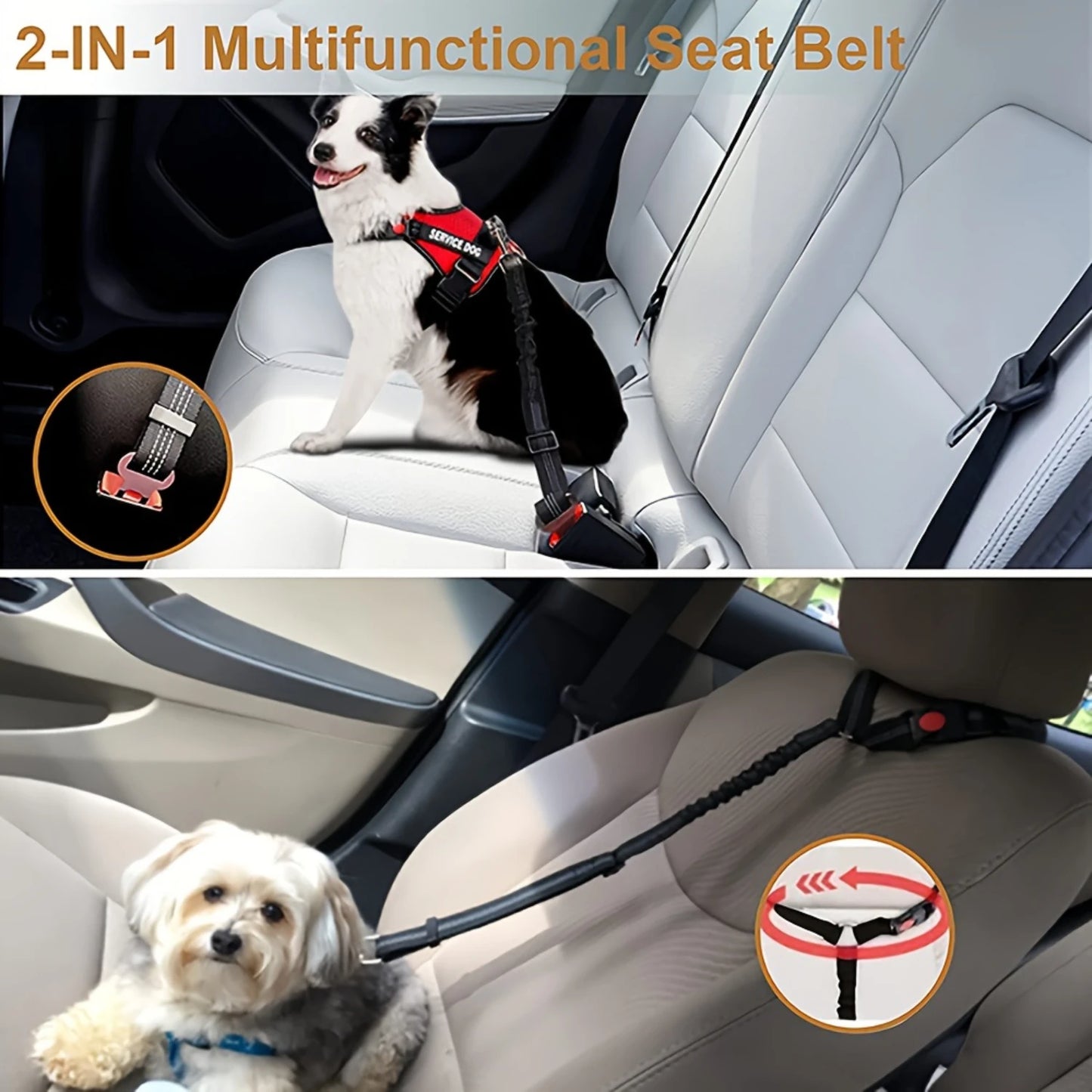 Adjustable Dog Car Seat Belts  3pcs