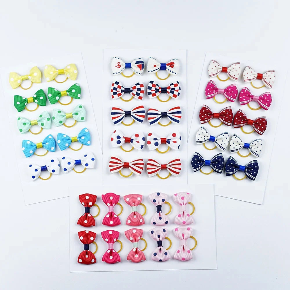 Small Dog Ribbon Bow Elastic Rubber Band Hair Accessories