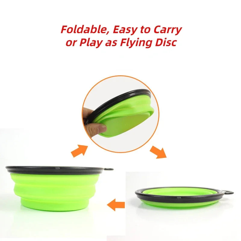 Large Collapsible Dog Pet Folding Silicone Bowl