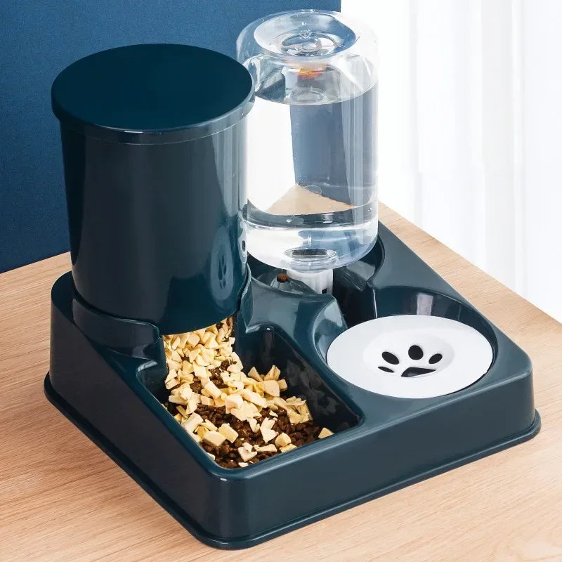 Automatic Pet Feeder Water Dispenser Set 2 in 1 Tilted Food and Gravity Waterer