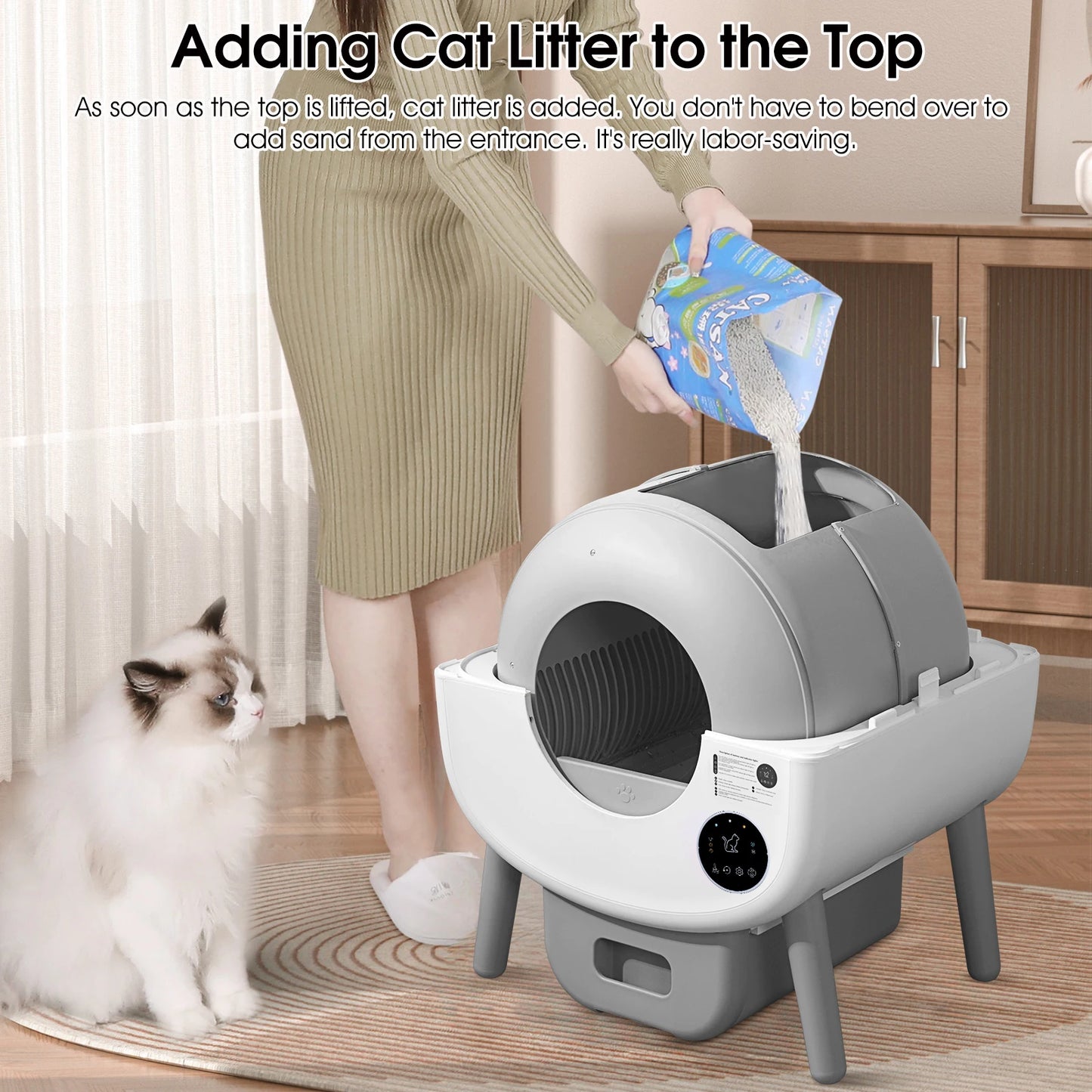 Automatic Smart Cat Litter Box, Large Capacity Self-Cleaning