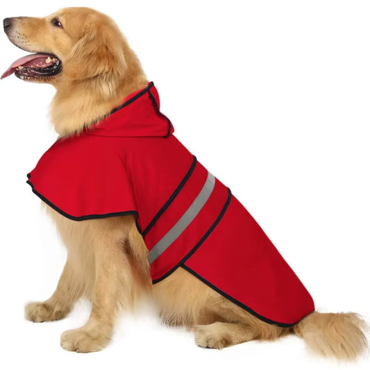 Hooded Dog Raincoat Poncho Coat for Large Dogs