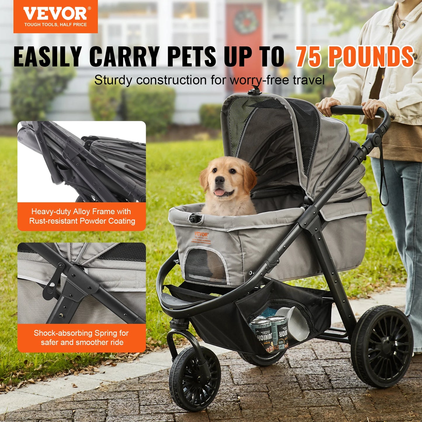 Pet Stroller Lightweight Travel Cup Holder for Accessories