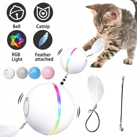 Smart Cat toys interactive ball With Feather Bell