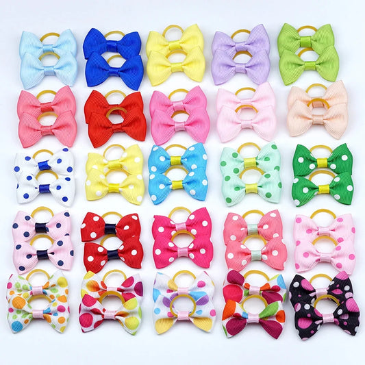 Small Dog Ribbon Bow Elastic Rubber Band Hair Accessories