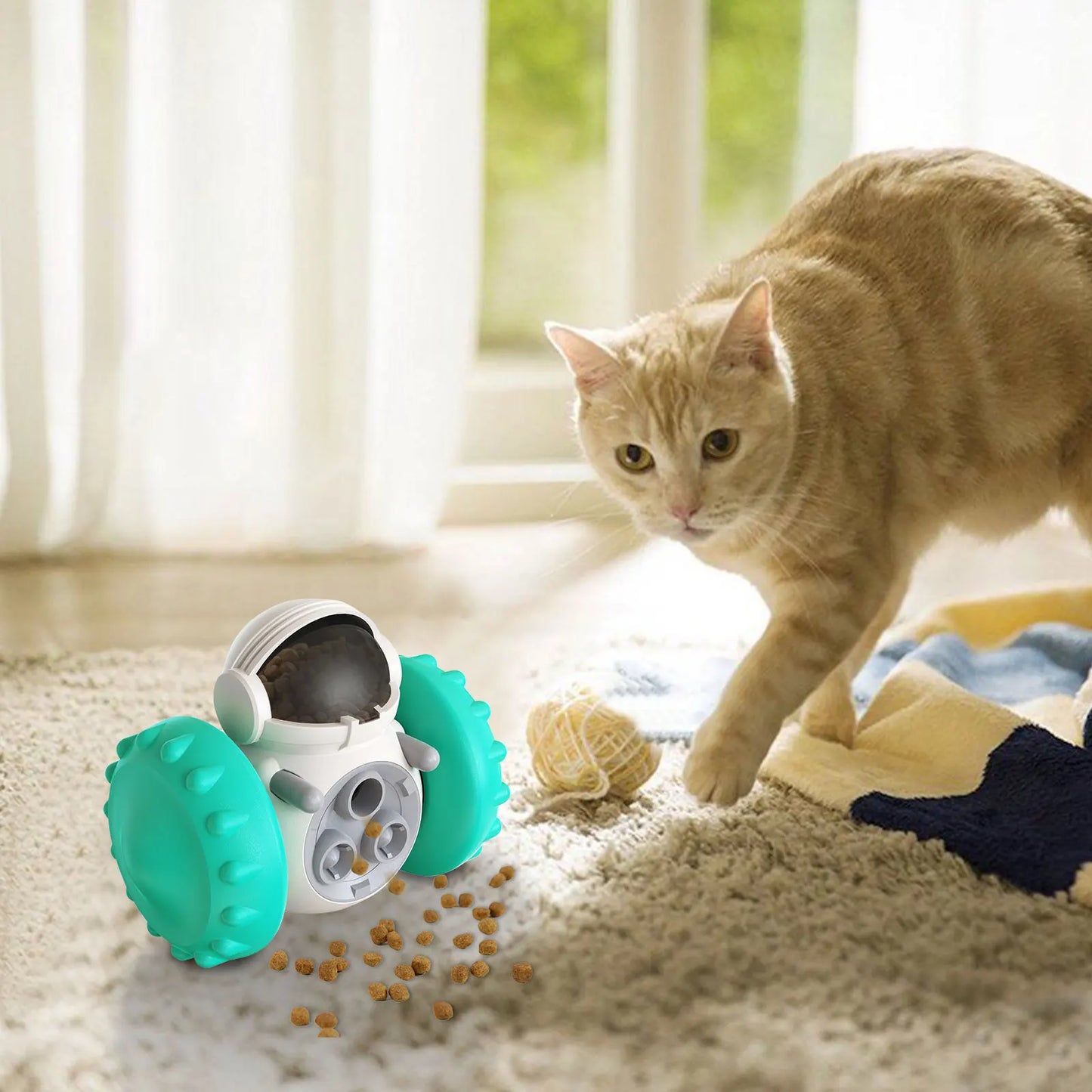 Pet Toy with 360 Degree Rotating Design and Food Dispensing