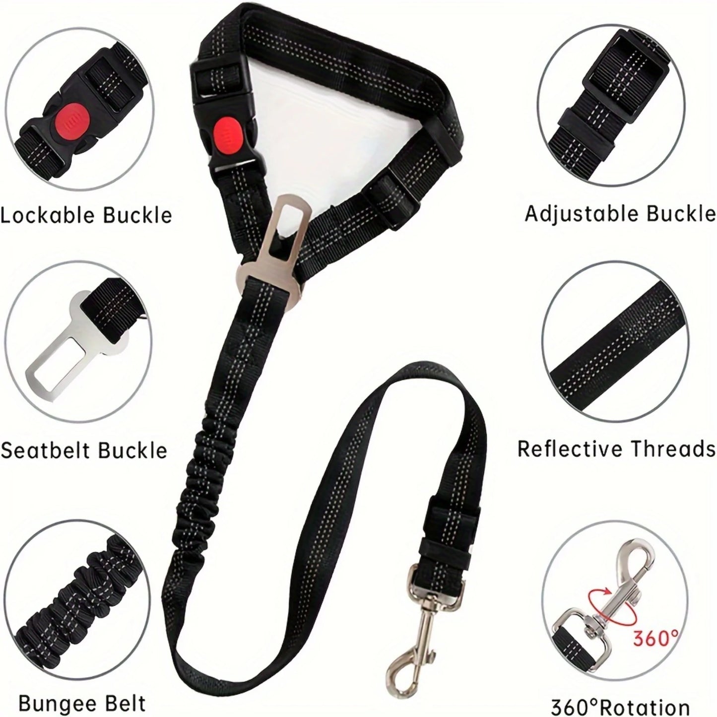 Adjustable Dog Car Seat Belts  3pcs