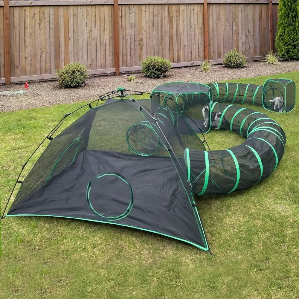 Outdoor Cat Play Tents and Tunnels 6 in 1 Cat Activity Set
