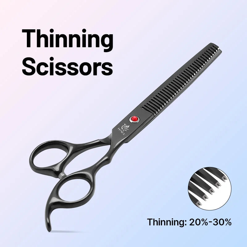 Grooming Scissors Shears Set for Household Pet Owners Stainless Steel Rainbow and Black 6.5 Inch and 7 Inch